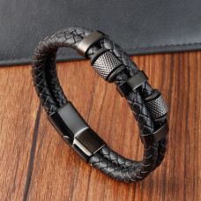 Браслет мужской кожаный XARDAS BLACK черный плетеный 15-17 см (2065096305)