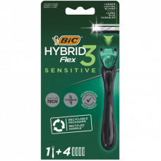 Бритва Bic Flex 3 Hybrid Sensitive с 4 сменными картриджами (3086123644977)
