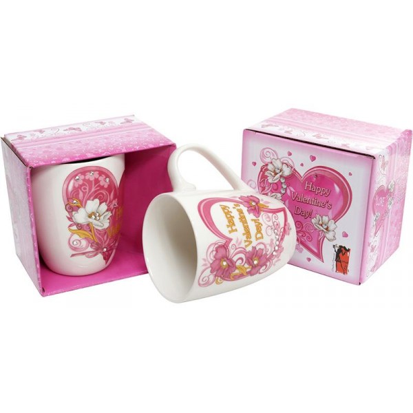 Кружка "Happy Valentine's" 350мл зі стразами (110219)