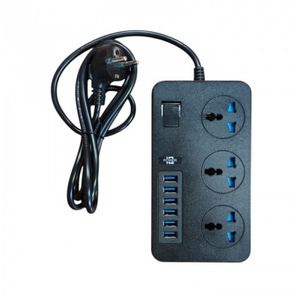 Сетевой удлинитель фильтр CP02 на 3 розетки + 6 USB 3.1A 2 метра Чёрный (105819) Сетевой удлинитель фильтр CP02 на 3 розетки + 6 USB 3.1A 2 метра Чёрный (105819)