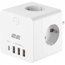 Сетевой фильтр питания 2E 3*USB-A, 1*USB-C, white (2E-AD431WH)