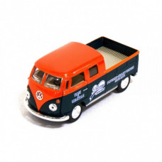 Детская модель машинки Volkswagen Bus Double Cab Pickup Delivery 1963 Kinsmart KT5396W инерционная, 1:34 (Orange)