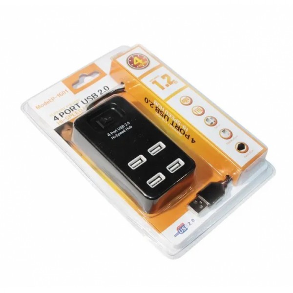 USB Хаб на 4 порта USB 2.0 P-1601 Чёрный (39729)