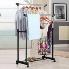 Телескопическая стойка-вешалка для одежды и обуви в гардеробную Double Pole Clothes Horse Mini (107139)