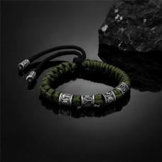 Браслет мужской из паракорда и стали VIKING с Рунами Зеленый (2217444056)