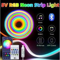 Гибкая неоновая лента RGB (10м) с Bluetooth и пультом от USB работает через приложение Led Lamp (134939)