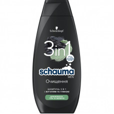Шампунь Schauma Men 3 в 1 Очистка с углем и глиной 400 мл (9000101284690)