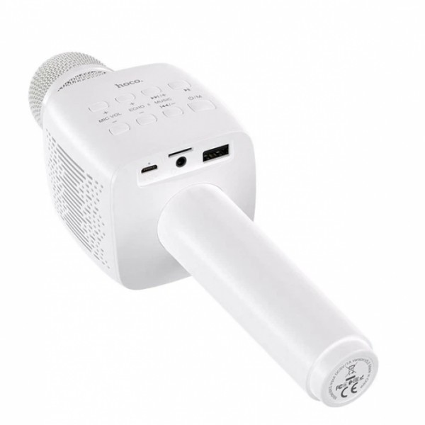 Микрофон с караоке, Bluetooth, AUX, 1200 мАч, HOCO BK5 Cantando, Белый (133849)