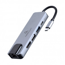 Концентратор Cablexpert USB-C 5-in-1 (hub/HDMI/PD/LAN) (A-CM-COMBO5-04)