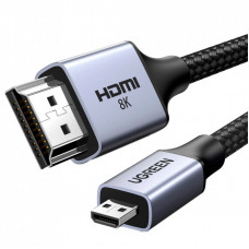 Кабель мультимедийный HDMI M to HDMI micro M 1.0m V2.1 8K60Hz HD164 black Ugreen (15516)