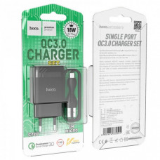 Зарядное устройство Hoco C72Q Glorious быстрая зарядка QC3.0 18W (1USB/3A) с кабелем MicroUSB Черный (38859)