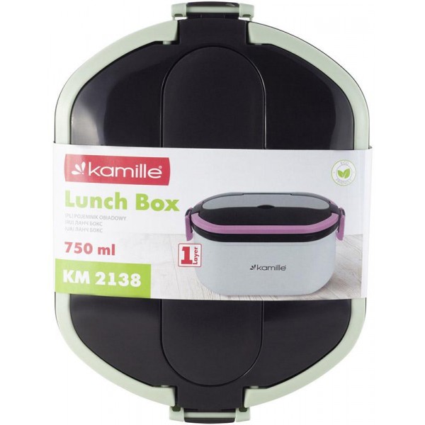 Ланч-бокс Kamille Snack 750мл, пластик і нержавіюча сталь, білий (114269) Ланч-бокс Kamille Snack 750мл, пластик і нержавіюча сталь, білий (114269)