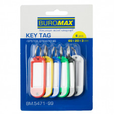 Брелок Buromax для ключей, 60х20 мм, со сменными индексами, 6шт. в блистере, ассорти (BM.5471-99.)