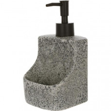 Дозатор для миючого засобу "Gray Stone" 400мл, 9.8х9.5х18см із підставкою для губки, сірий камінь (113279)