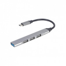 Концентратор Gembird USB-C 4 ports (1xUSB3.1+3xUSB2.0) metal silver (UHB-CM-U3P1U2P3-02)