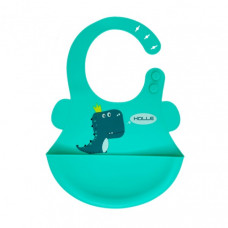 Слюнявчик силиконовый "Дино" MGZ-0616(Turquoise) с карманом