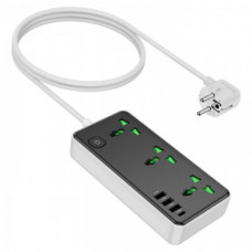 Сетевое зарядное устройство удлинитель HOCO AC7A STORM 3 USB/Type-C 3 розетки 1.5m Черный (133879)