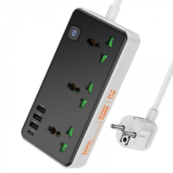 Сетевое зарядное устройство удлинитель HOCO AC7A STORM 3 USB/Type-C 3 розетки 1.5m Черный (133879) Сетевое зарядное устройство удлинитель HOCO AC7A STORM 3 USB/Type-C 3 розетки 1.5m Черный (133879)