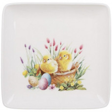 Набір 6 квадратних тарілок "Easter Melody" 15х15см (Курчата), фарфор (134189)