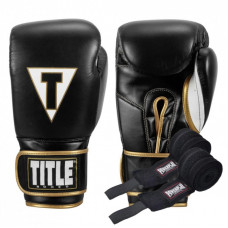 Боксерские перчатки Title Boxeo Mexican Leather Quatro Black/White 12 oz (BATGE4 12 oz BK/WH)